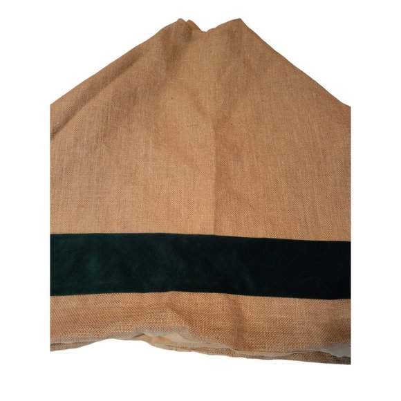 Large Balsam Hill Burlap & Cotton Striped 60" Round Christmas Tree Skirt - Picture 4 of 6